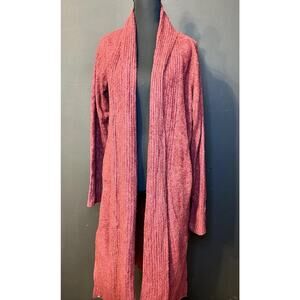 Barefoot Dreams Burgundy Cozy Chic Lite Cardign Cardigan Sweater Womens Large